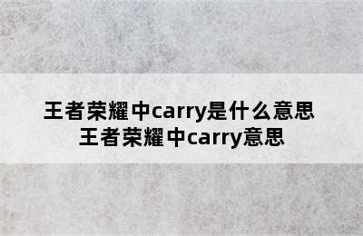 王者荣耀中carry是什么意思 王者荣耀中carry意思